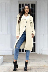 Pocketed Button Up Collared Neck Cardigan - Trendsi