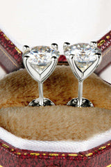 925 Sterling Silver 1 Carat Moissanite 4-Prong Stud Earrings - Trendsi - Flyclothing LLC