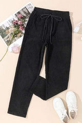 Drawstring Straight Pants with Pockets - Trendsi - Flyclothing LLC