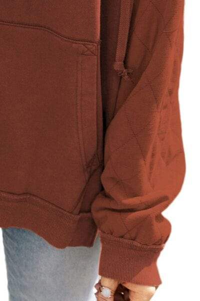 Drawstring Kangaroo Pocket Dropped Shoulder Hoodie - Trendsi - Flyclothing LLC