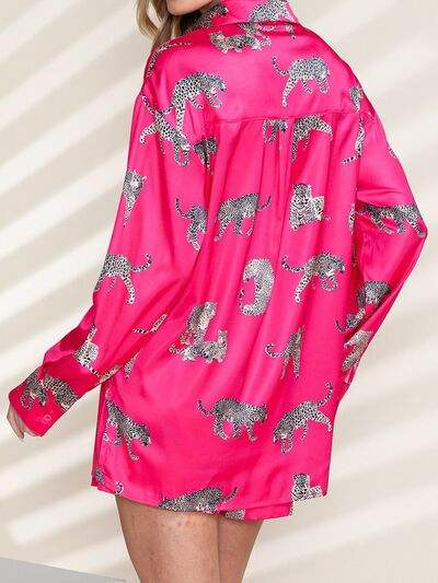 Animal Button Up Shirt and Shorts Set - Trendsi - Flyclothing LLC