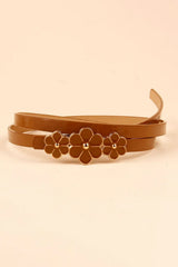 Flower Decor Skinny PU Belt - Trendsi - Flyclothing LLC