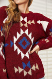 HEYSON Full Size Aztec Soft Fuzzy Sweater - Trendsi - Flyclothing LLC