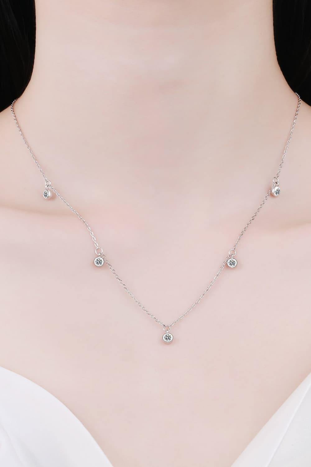 Moissanite Rhodium-Plated Necklace - Trendsi
