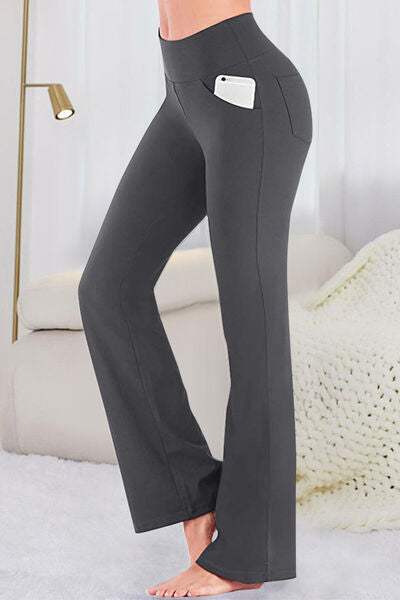 Pocketed High Waist Active Pants - Trendsi - Flyclothing LLC
