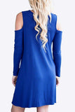 Cold-Shoulder Long Sleeve Round Neck Dress - Trendsi - Flyclothing LLC