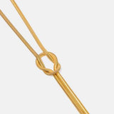 Double Layered Knot Herringbone Choker Necklace - Trendsi