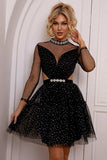 Cutout Mock Neck Mesh Dress - Trendsi - Flyclothing LLC