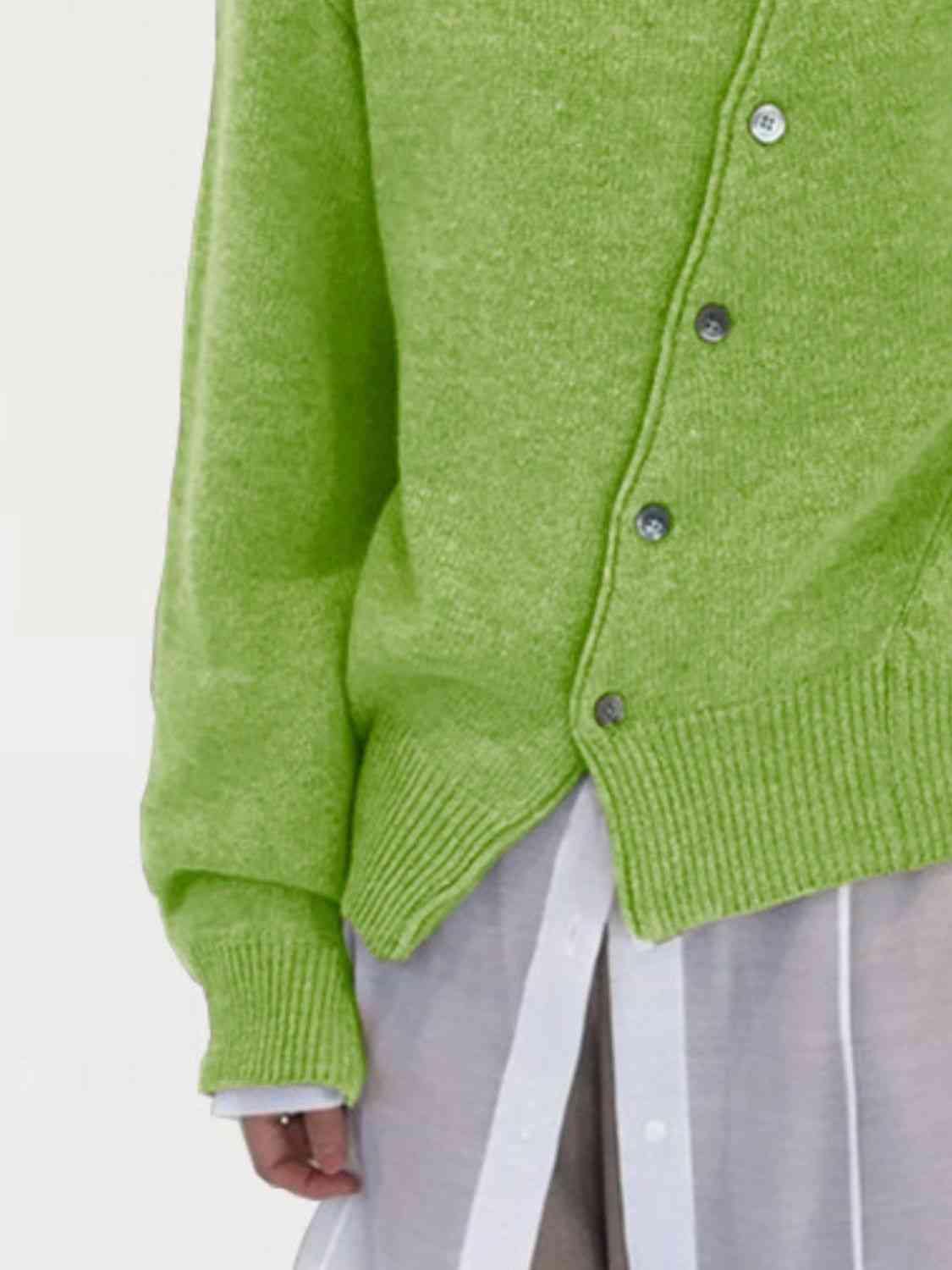 Dropped Shoulder Buttoned Cardigan - Trendsi