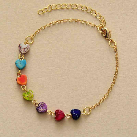 Heart Natural Stone Bracelet - Trendsi