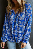 Floral Notched Neck Balloon Sleeve Blouse - Trendsi - Flyclothing LLC