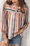 Multicolored Stripe Notched Neck Top - Trendsi - Flyclothing LLC