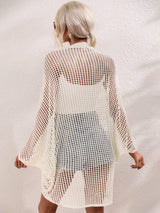 Openwork Open Front Longline Cover Up - Trendsi - Flyclothing LLC