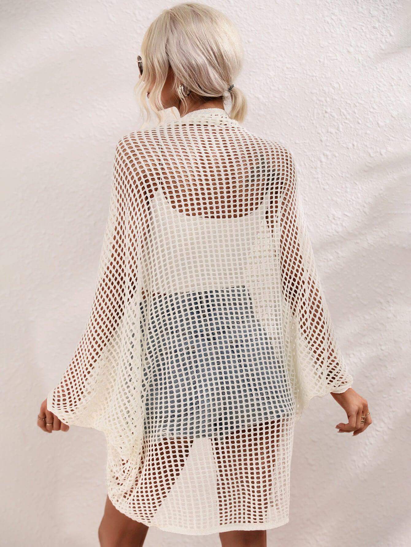 Openwork Open Front Longline Cover Up - Trendsi - Flyclothing LLC