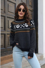 Ribbed Round Neck Long Sleeve Pullover Sweater - Trendsi