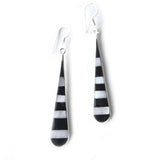 Taxco Silver Black Onyz & Abalone Zebra Long Teardrop Earrings - Artisana