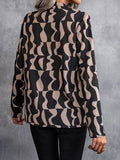 Printed Notched Long Sleeve Blouse - Trendsi