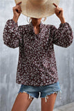 Printed Tie Neck Puff Sleeve Blouse - Trendsi - Flyclothing LLC
