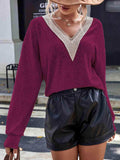 Lace Detail V-Neck Long Sleeve Top - Trendsi - Flyclothing LLC