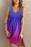 Buttoned Round Neck Sleeveless Mini Magic Dress - Trendsi - Flyclothing LLC