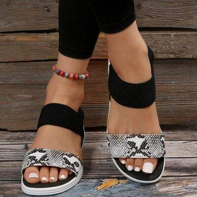 PU Leather Open Toe Low Heel Sandals - Trendsi - Flyclothing LLC