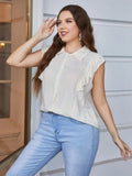 Plus Size Ruffled Cap Sleeve Shirt - Trendsi