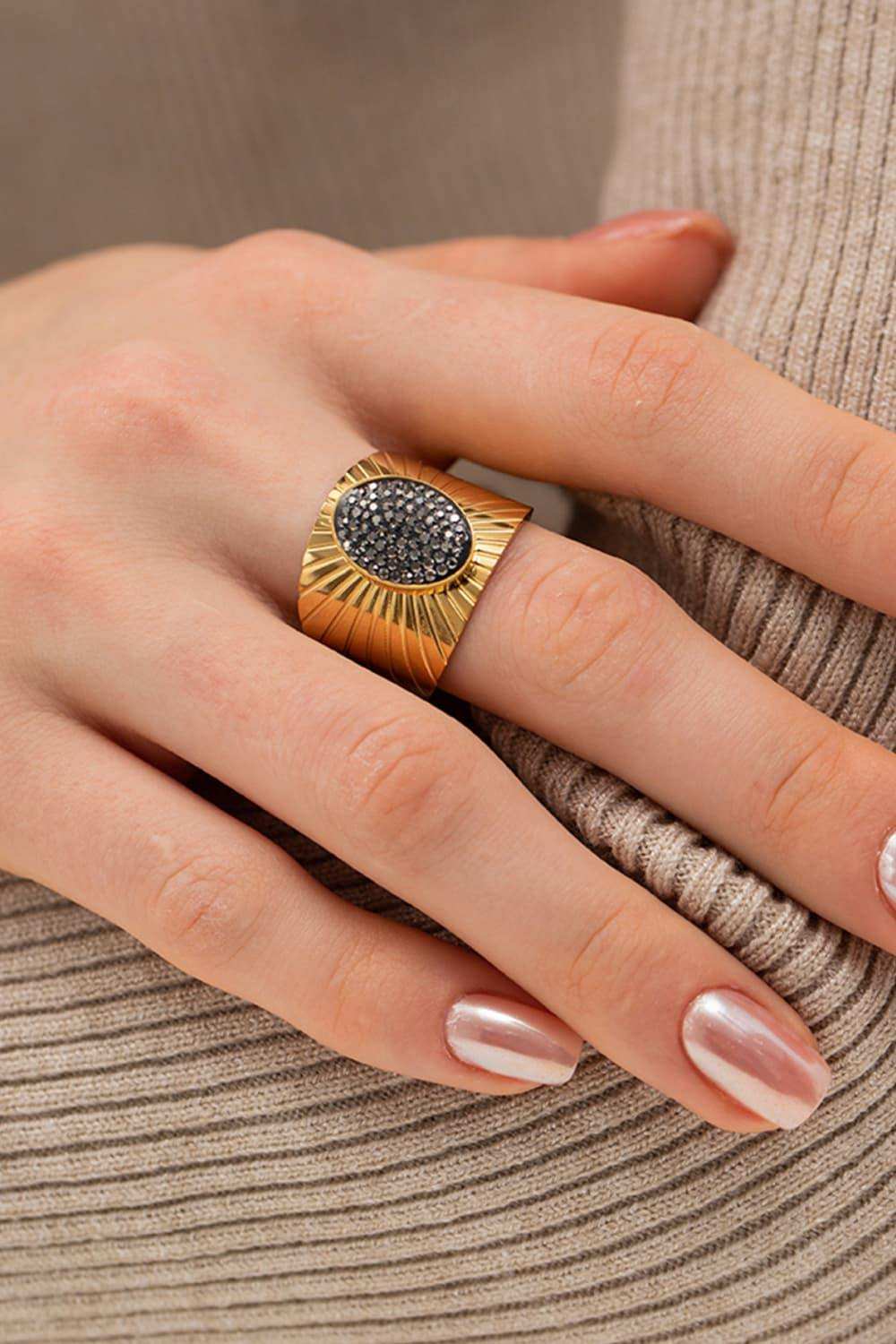 Wide Band Stainless Steel Open Ring - Trendsi - Flyclothing LLC