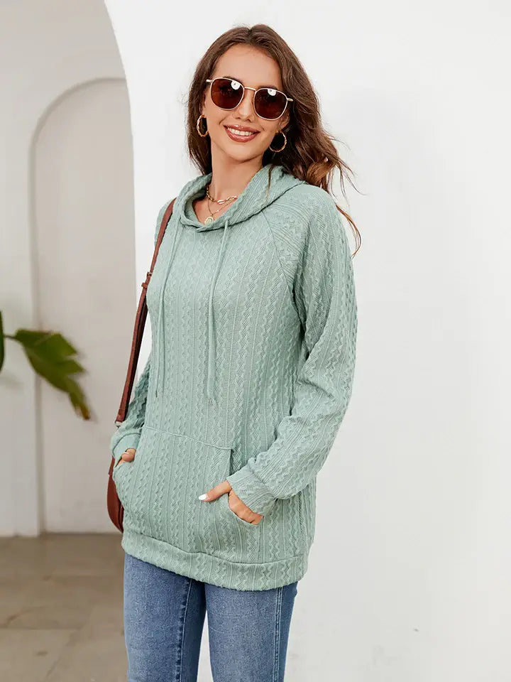 Raglan Sleeve Front Pocket Hoodie - Trendsi - Flyclothing LLC