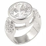 Alamode Rhodium Brass Ring with AAA Grade CZ in Clear - Alamode
