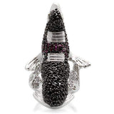 Alamode Rhodium + Ruthenium Brass Ring with AAA Grade CZ in Multi Color - Alamode - Flyclothing LLC