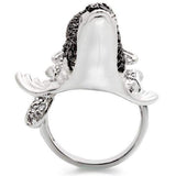Alamode Rhodium + Ruthenium Brass Ring with AAA Grade CZ in Multi Color - Alamode - Flyclothing LLC