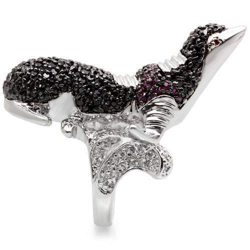 Alamode Rhodium + Ruthenium Brass Ring with AAA Grade CZ in Multi Color - Alamode - Flyclothing LLC