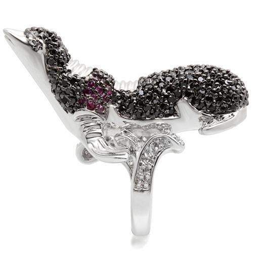 Alamode Rhodium + Ruthenium Brass Ring with AAA Grade CZ in Multi Color - Alamode - Flyclothing LLC