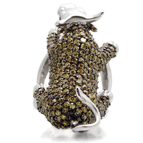Alamode Rhodium + Ruthenium Brass Ring with AAA Grade CZ in Multi Color - Alamode - Flyclothing LLC