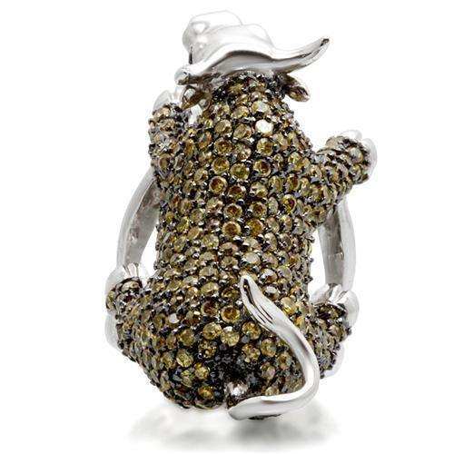 Alamode Rhodium + Ruthenium Brass Ring with AAA Grade CZ in Multi Color - Alamode - Flyclothing LLC