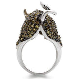 Alamode Rhodium + Ruthenium Brass Ring with AAA Grade CZ in Multi Color - Alamode - Flyclothing LLC