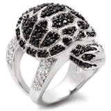 Alamode Rhodium + Ruthenium Brass Ring with AAA Grade CZ in Jet - Alamode - Flyclothing LLC