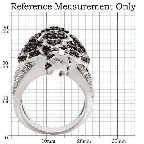 Alamode Rhodium + Ruthenium Brass Ring with AAA Grade CZ in Jet - Alamode - Flyclothing LLC