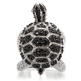 Alamode Rhodium + Ruthenium Brass Ring with AAA Grade CZ in Jet - Alamode - Flyclothing LLC