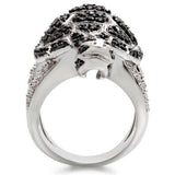 Alamode Rhodium + Ruthenium Brass Ring with AAA Grade CZ in Jet - Alamode