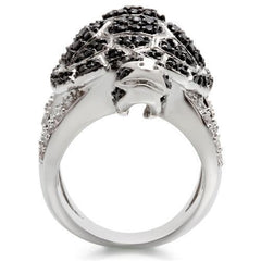 Alamode Rhodium + Ruthenium Brass Ring with AAA Grade CZ in Jet - Flyclothing LLC
