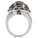 Alamode Rhodium + Ruthenium Brass Ring with AAA Grade CZ in Jet - Alamode - Flyclothing LLC