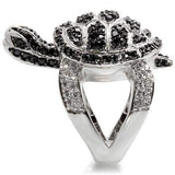 Alamode Rhodium + Ruthenium Brass Ring with AAA Grade CZ in Jet - Alamode - Flyclothing LLC