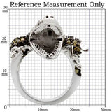 Alamode Rhodium + Ruthenium Brass Ring with AAA Grade CZ in Multi Color - Alamode - Flyclothing LLC
