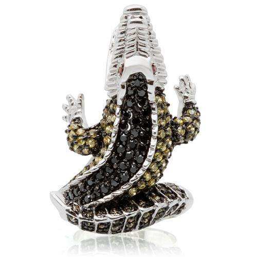 Alamode Rhodium + Ruthenium Brass Ring with AAA Grade CZ in Multi Color - Alamode - Flyclothing LLC