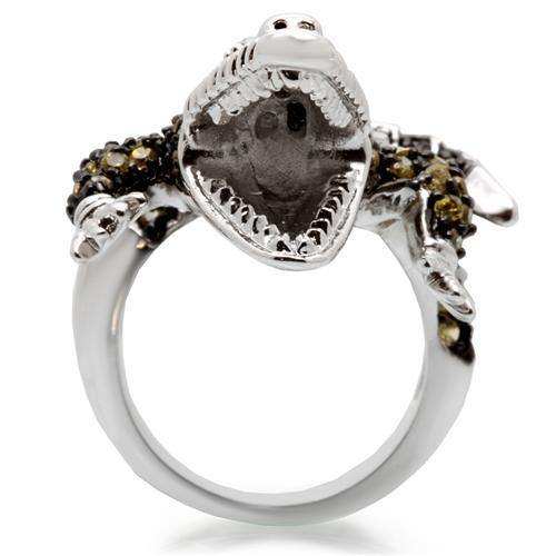 Alamode Rhodium + Ruthenium Brass Ring with AAA Grade CZ in Multi Color - Alamode - Flyclothing LLC