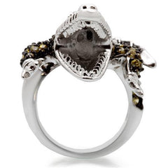 Alamode Rhodium + Ruthenium Brass Ring with AAA Grade CZ in Multi Color - Flyclothing LLC