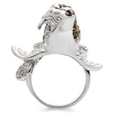 Alamode Rhodium + Ruthenium Brass Ring with AAA Grade CZ in Multi Color - Alamode - Flyclothing LLC