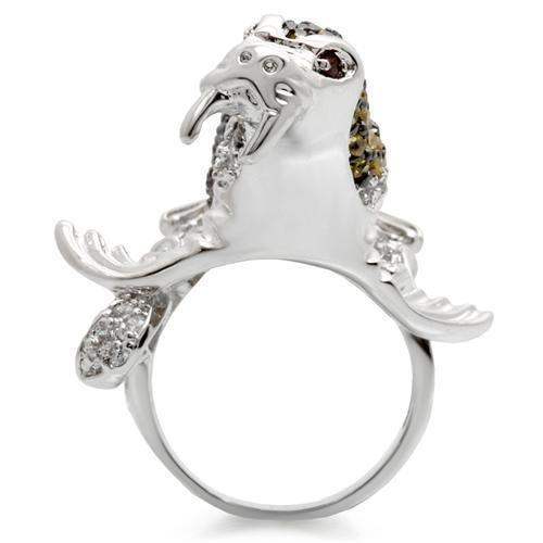 Alamode Rhodium + Ruthenium Brass Ring with AAA Grade CZ in Multi Color - Alamode - Flyclothing LLC