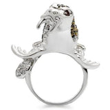 Alamode Rhodium + Ruthenium Brass Ring with AAA Grade CZ in Multi Color - Alamode